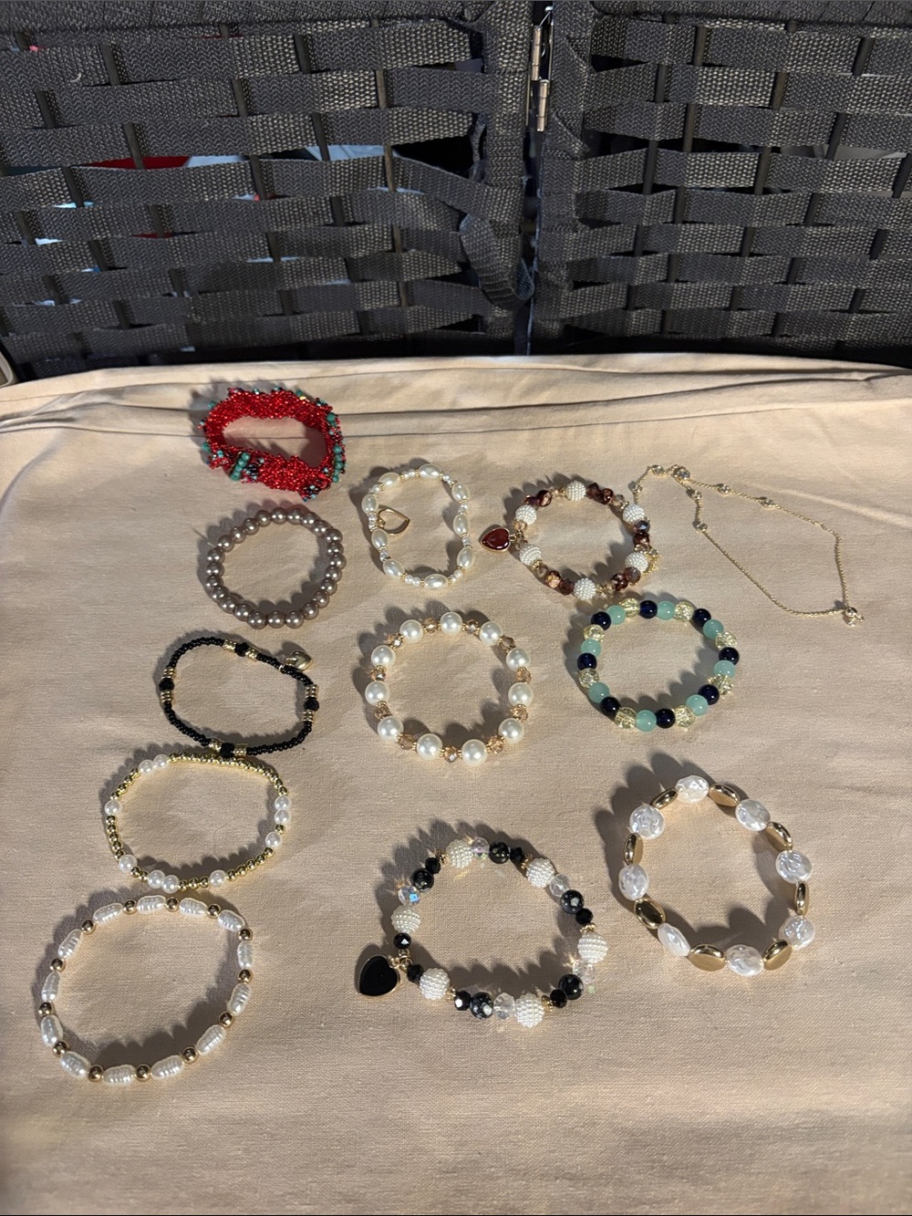 Assorted Women's Beaded Stretch Bracelet - you get all of them in photo